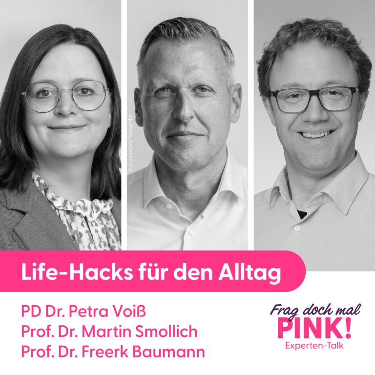 Cover Folge 1: Life-Hacks für den Alltag – mit PD Dr. Petra Voiß, Prof. Dr. Martin Smollich und Prof. Dr. Freerk Baumann