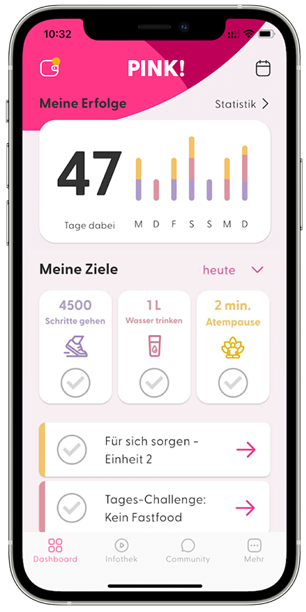 Smartphone-Mockup PINK! Coach App